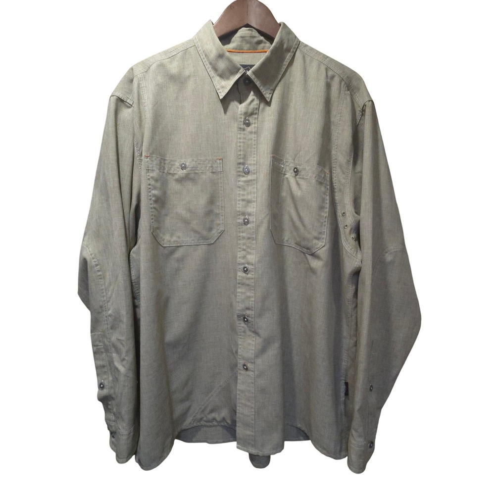 Orvis Mens XL Long Sleeve Button Down Shirt Tan Khaki Technical Fishing